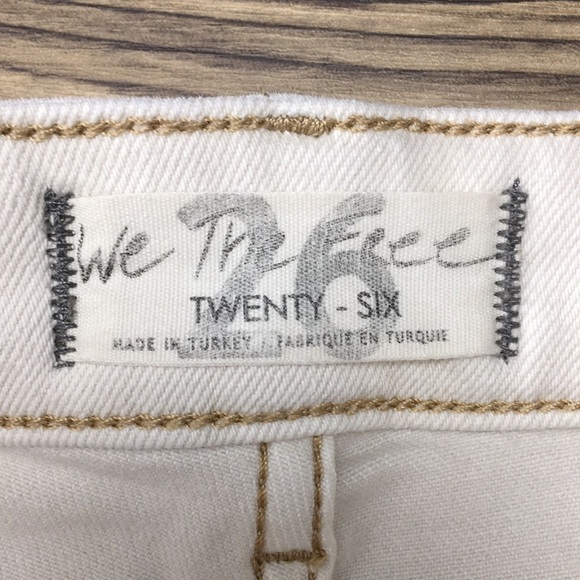 3/$20 We The Free People Skinny Jeans Womens 26 Cream Cotton Denim Raw‎ Hem - Picture 9 of 13
